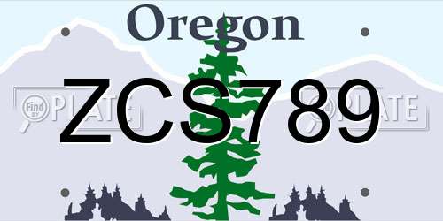 ZCS789 Oregon License Plate