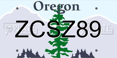 ZCSZ89 Oregon License Plate