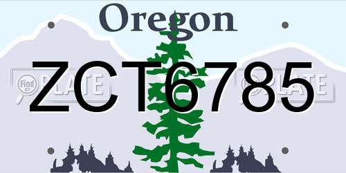 ZCT6785 Oregon License Plate