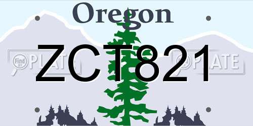 ZCT821 Oregon License Plate
