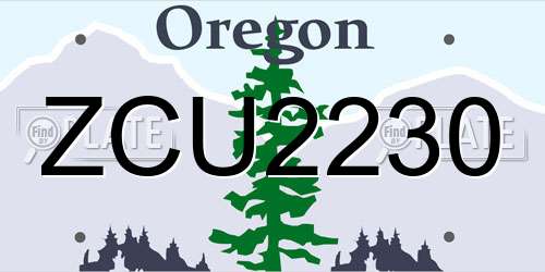ZCU2230 Oregon License Plate