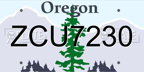 ZCU7230 Oregon License Plate