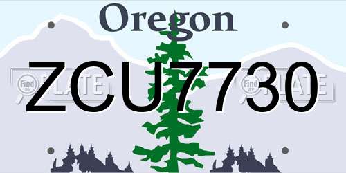 ZCU7730 Oregon License Plate