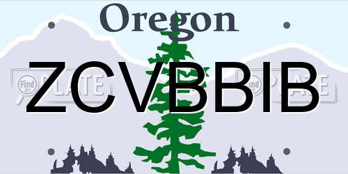 ZCVBBIB Oregon License Plate