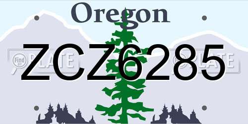 ZCZ6285 Oregon License Plate