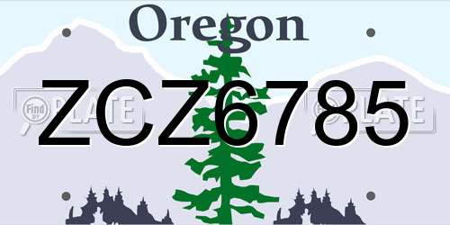 ZCZ6785 Oregon License Plate