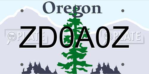ZD0A0Z Oregon License Plate