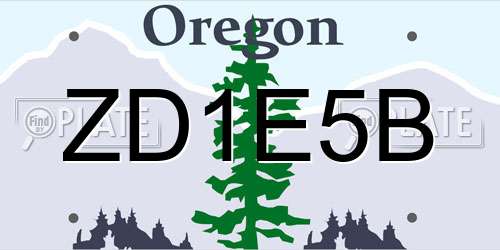 ZD1E5B Oregon License Plate