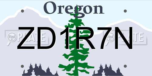 ZD1R7N Oregon License Plate