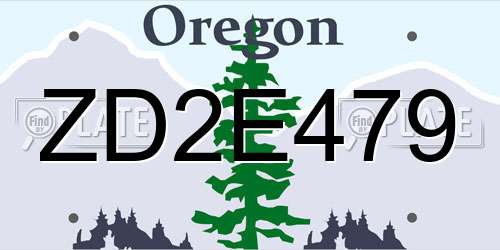 ZD2E479 Oregon License Plate