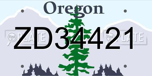 ZD34421 Oregon License Plate