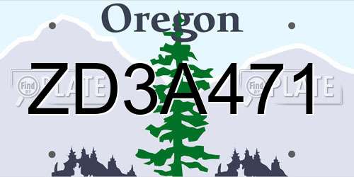ZD3A471 Oregon License Plate