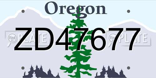 ZD47677 Oregon License Plate