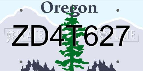 ZD4T627 Oregon License Plate