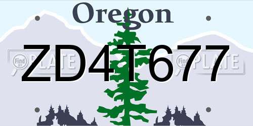 ZD4T677 Oregon License Plate