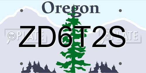 ZD6T2S Oregon License Plate