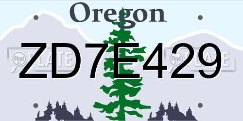 ZD7E429 Oregon License Plate