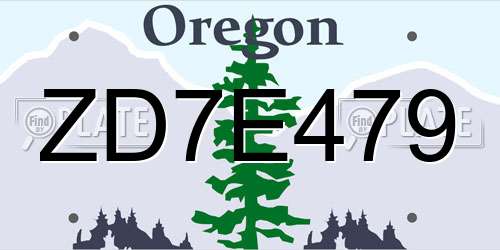 ZD7E479 Oregon License Plate