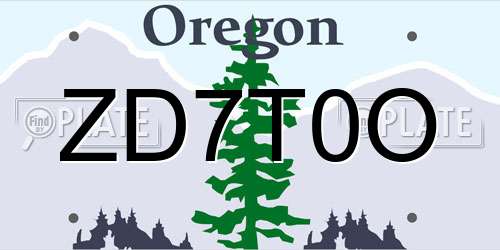 ZD7T0O Oregon License Plate