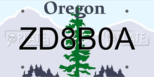 ZD8B0A Oregon License Plate