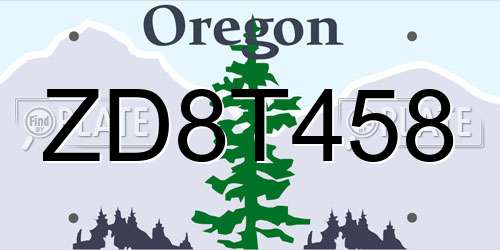 ZD8T458 Oregon License Plate
