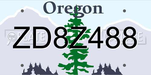 ZD8Z488 Oregon License Plate