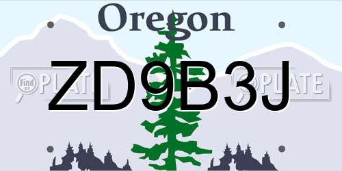 ZD9B3J Oregon License Plate