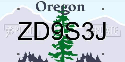 ZD9S3J Oregon License Plate