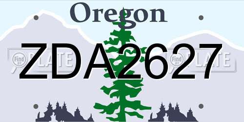 ZDA2627 Oregon License Plate