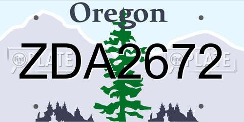 ZDA2672 Oregon License Plate
