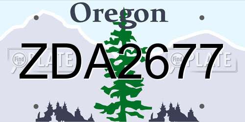 ZDA2677 Oregon License Plate