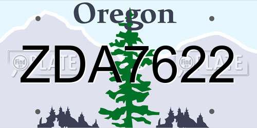 ZDA7622 Oregon License Plate
