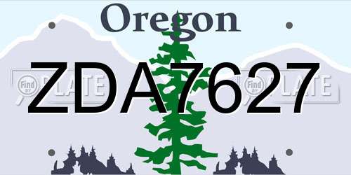 ZDA7627 Oregon License Plate