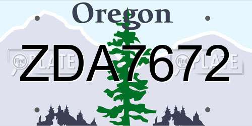 ZDA7672 Oregon License Plate
