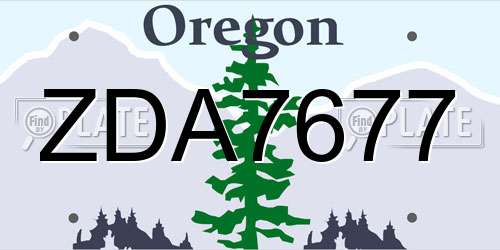 ZDA7677 Oregon License Plate