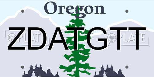 ZDATGTT Oregon License Plate
