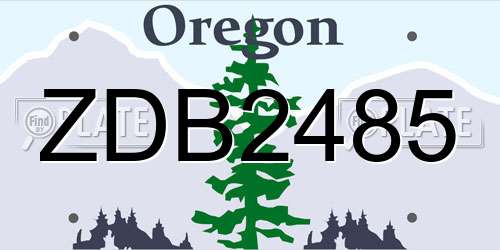 ZDB2485 Oregon License Plate