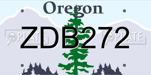 ZDB272 Oregon License Plate