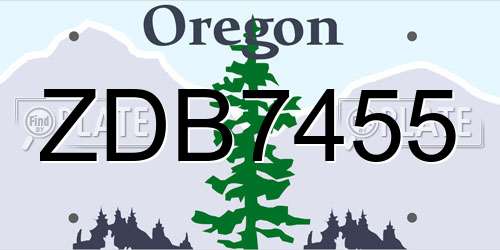 ZDB7455 Oregon License Plate