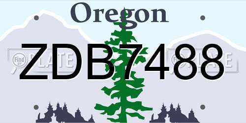 ZDB7488 Oregon License Plate