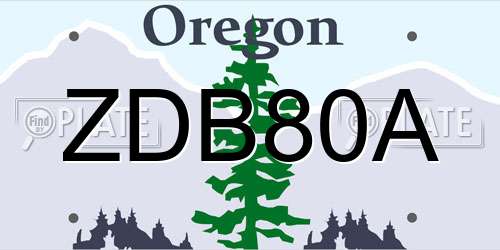 ZDB80A Oregon License Plate