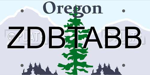 ZDBTABB Oregon License Plate