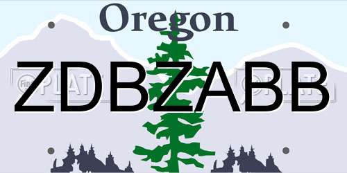 ZDBZABB Oregon License Plate