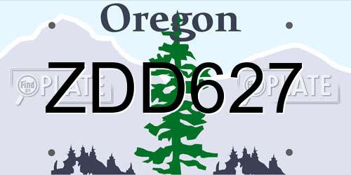 ZDD627 Oregon License Plate