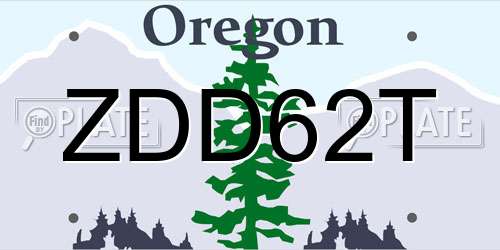 ZDD62T Oregon License Plate