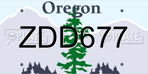ZDD677 Oregon License Plate