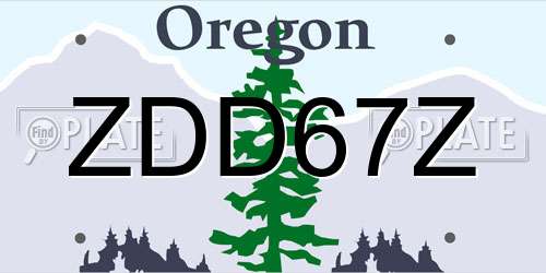 ZDD67Z Oregon License Plate