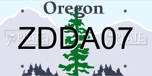 ZDDA07 Oregon License Plate