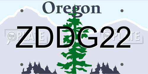 ZDDG22 Oregon License Plate