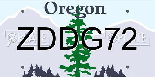 ZDDG72 Oregon License Plate